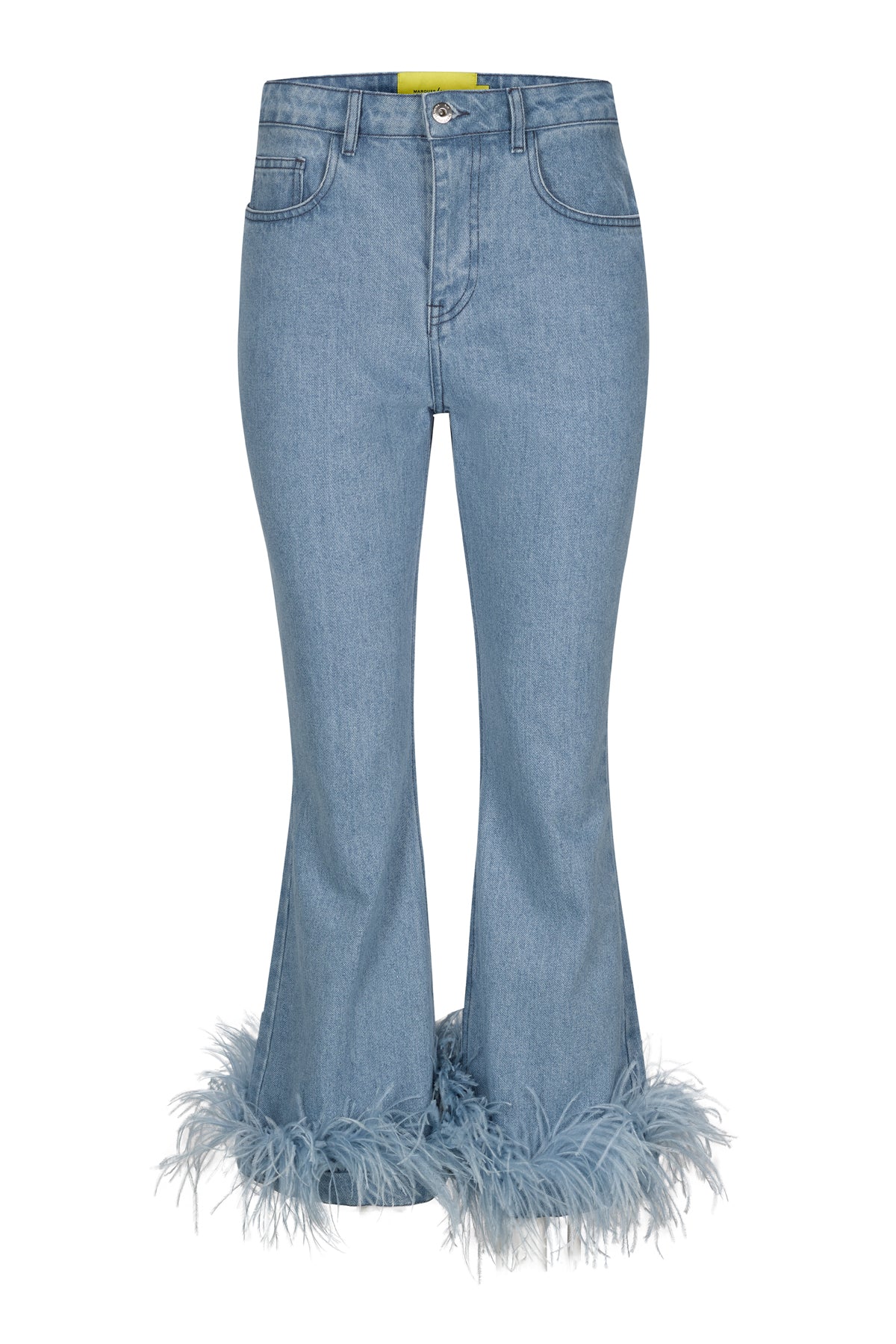 LIGHT BLUE FEATHER HEM CAPRI JEANS marques almeida