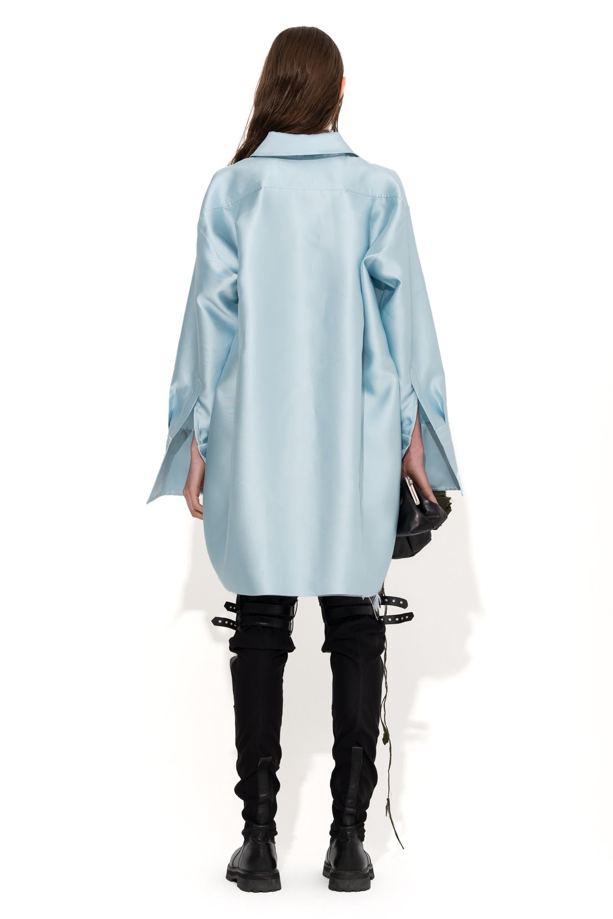 LIGHT BLUE HEAVY SATIN OVERSHIRT marques almeida