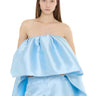 LIGHT BLUE MIKADO STRAPLESS PLEATED PUFF TOP marques almeida
