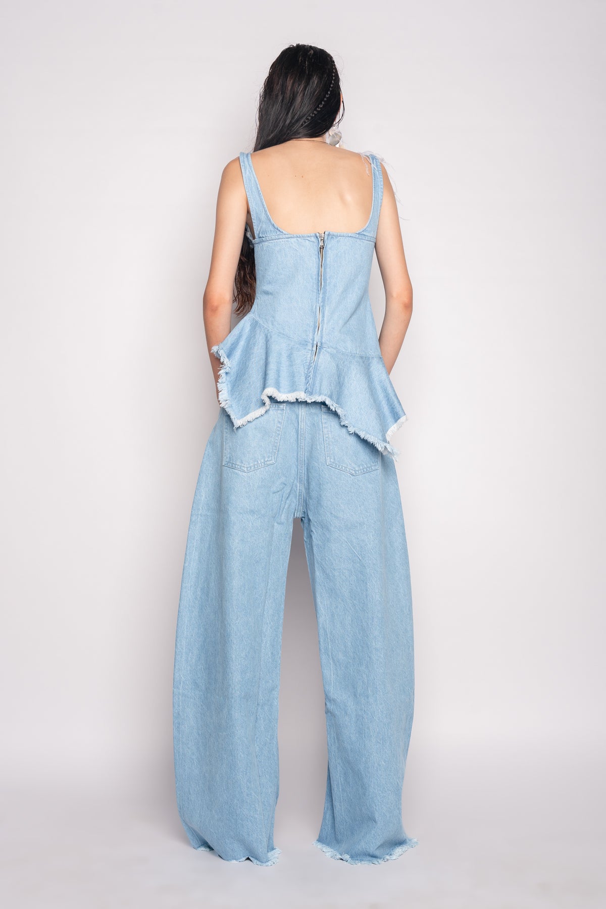 LIGHT BLUE PATCH POCKET BOYFRIEND TROUSERS MARQUES ALMEIDA