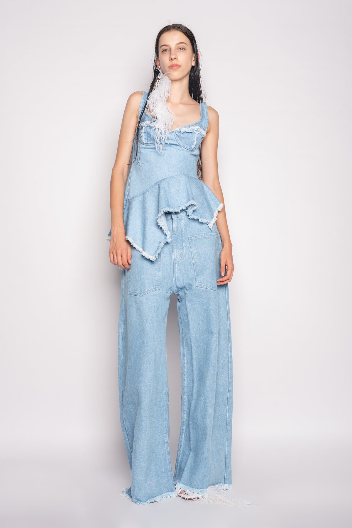 LIGHT BLUE PATCH POCKET BOYFRIEND TROUSERS MARQUES ALMEIDA