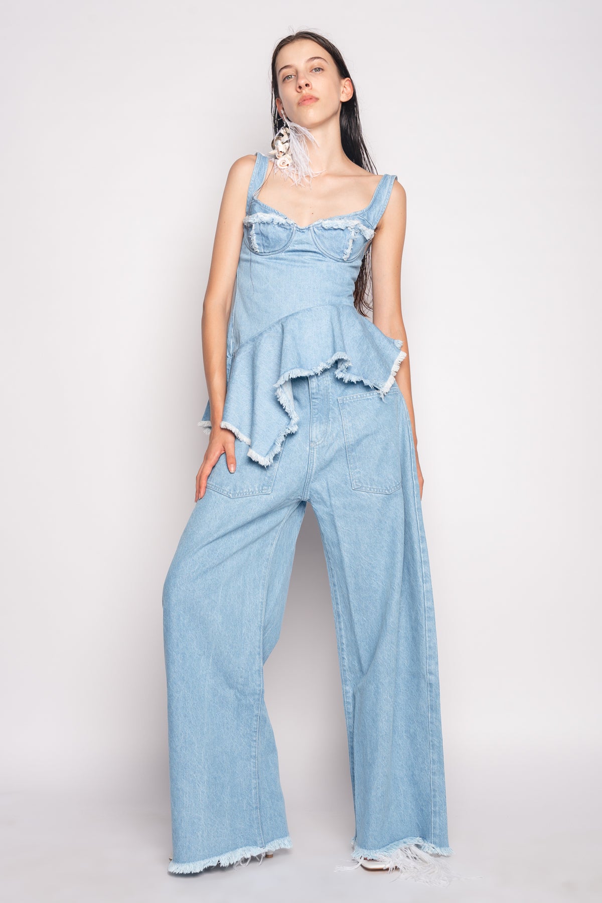 LIGHT BLUE PATCH POCKET BOYFRIEND TROUSERS MARQUES ALMEIDA