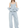 LIGHT BLUE TEXTURED BROCADE BOYFRIEND TROUSERS marques almeida