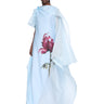 LIGHT BLUE WATERCOLOR FLOWER SCARF DRAPE LONG DRESS marques almeida