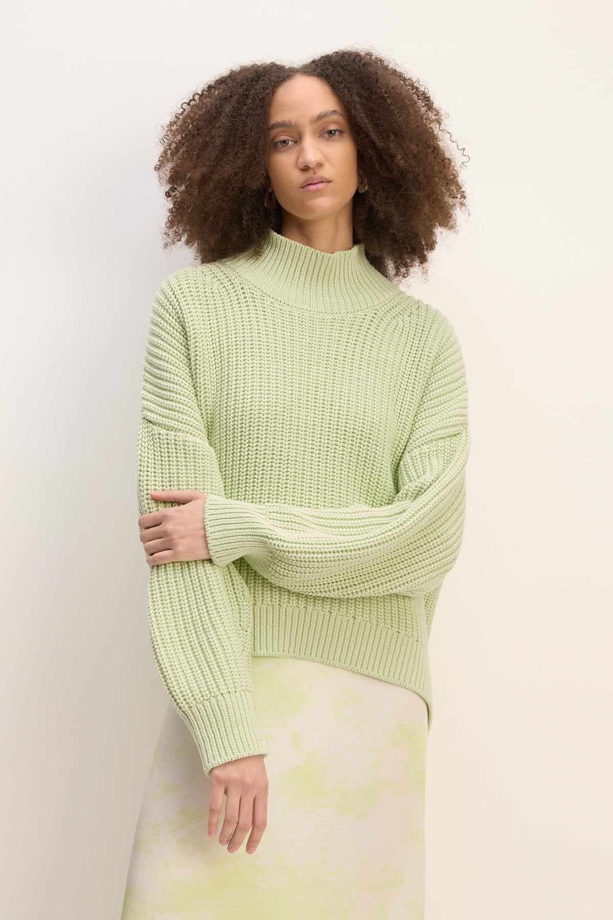 LIGHT GREEN TURTLENECK KNIT JUMPER marques almeida everlane