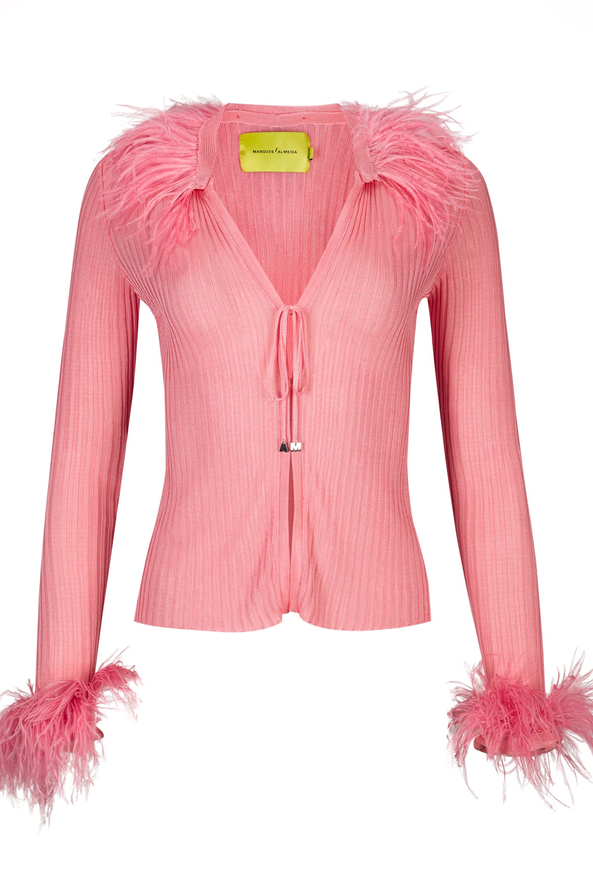 LIGHT PINK VISCOSE KNITTED TOP WITH FEATHERS MARQUES ALMEIDA