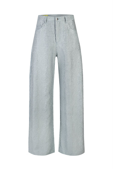 LIGHT BLUE TEXTURED BROCADE BOYFRIEND TROUSERS marques almeida