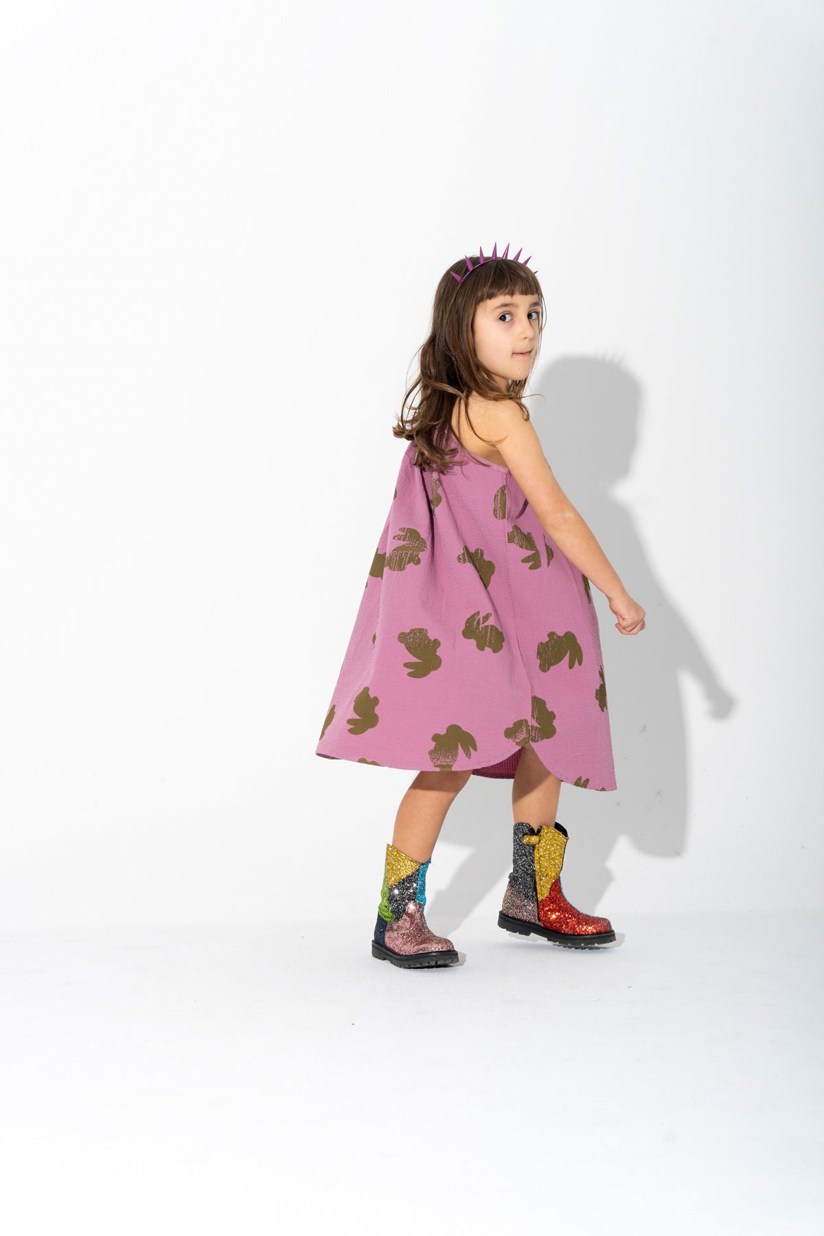 LILAC AND GREEN BUNNY PRINT STRAPPY DRESS ma kids