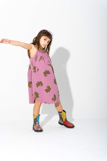 LILAC AND GREEN BUNNY PRINT STRAPPY DRESS MARQUES ' ALMEIDA LILAC AND GREEN BUNNY PRINT STRAPPY DRESS MARQUES ' ALMEIDA