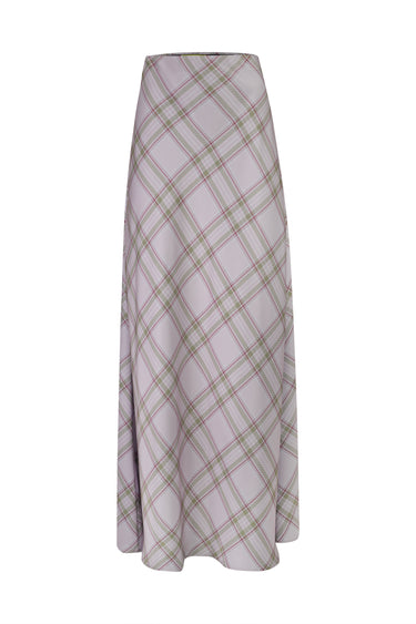 LILAC TARTAN SATIN LONG SKIRT MARQUES ALMEIDA