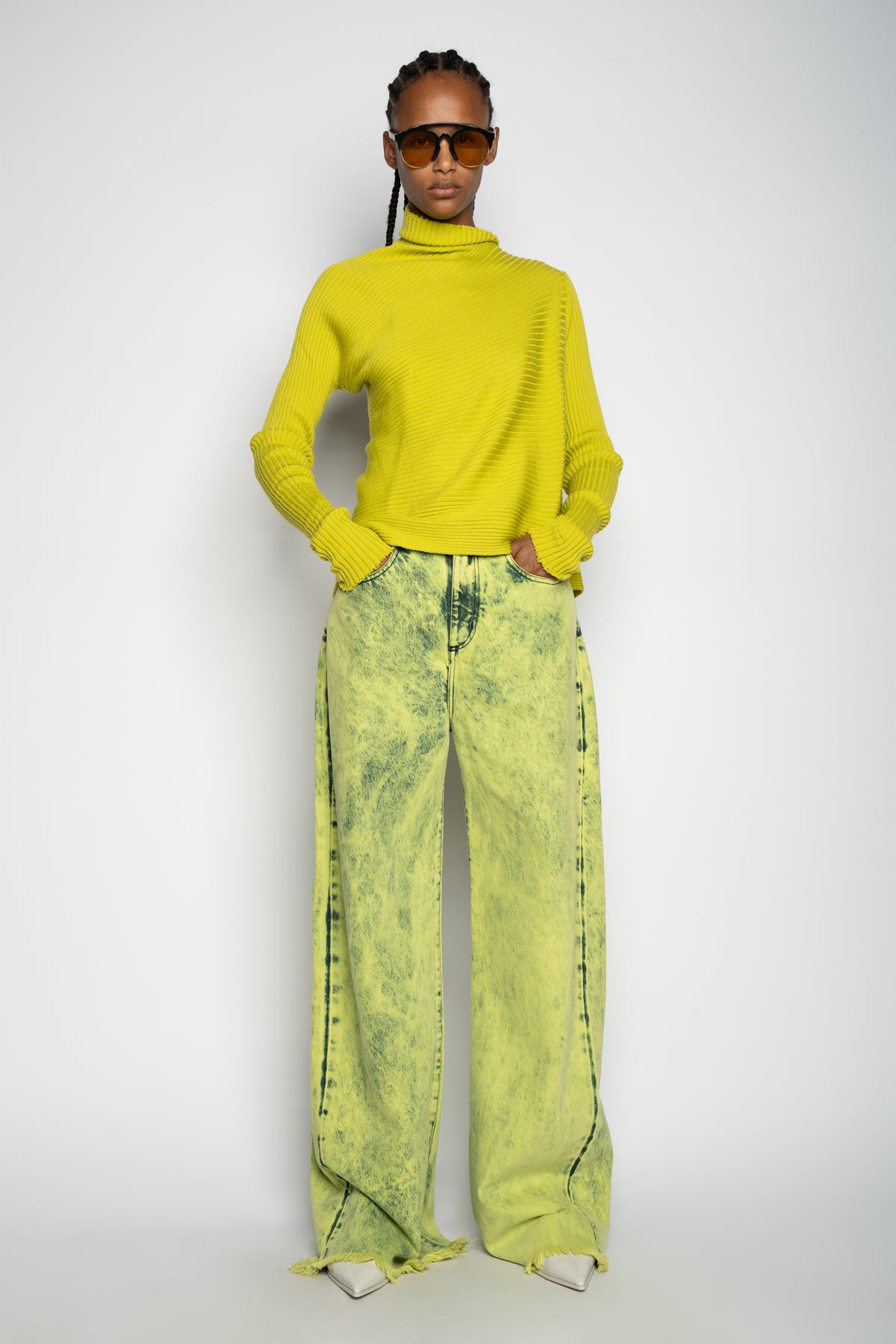 LIME MERINO DRAPED JUMPER marques almeida