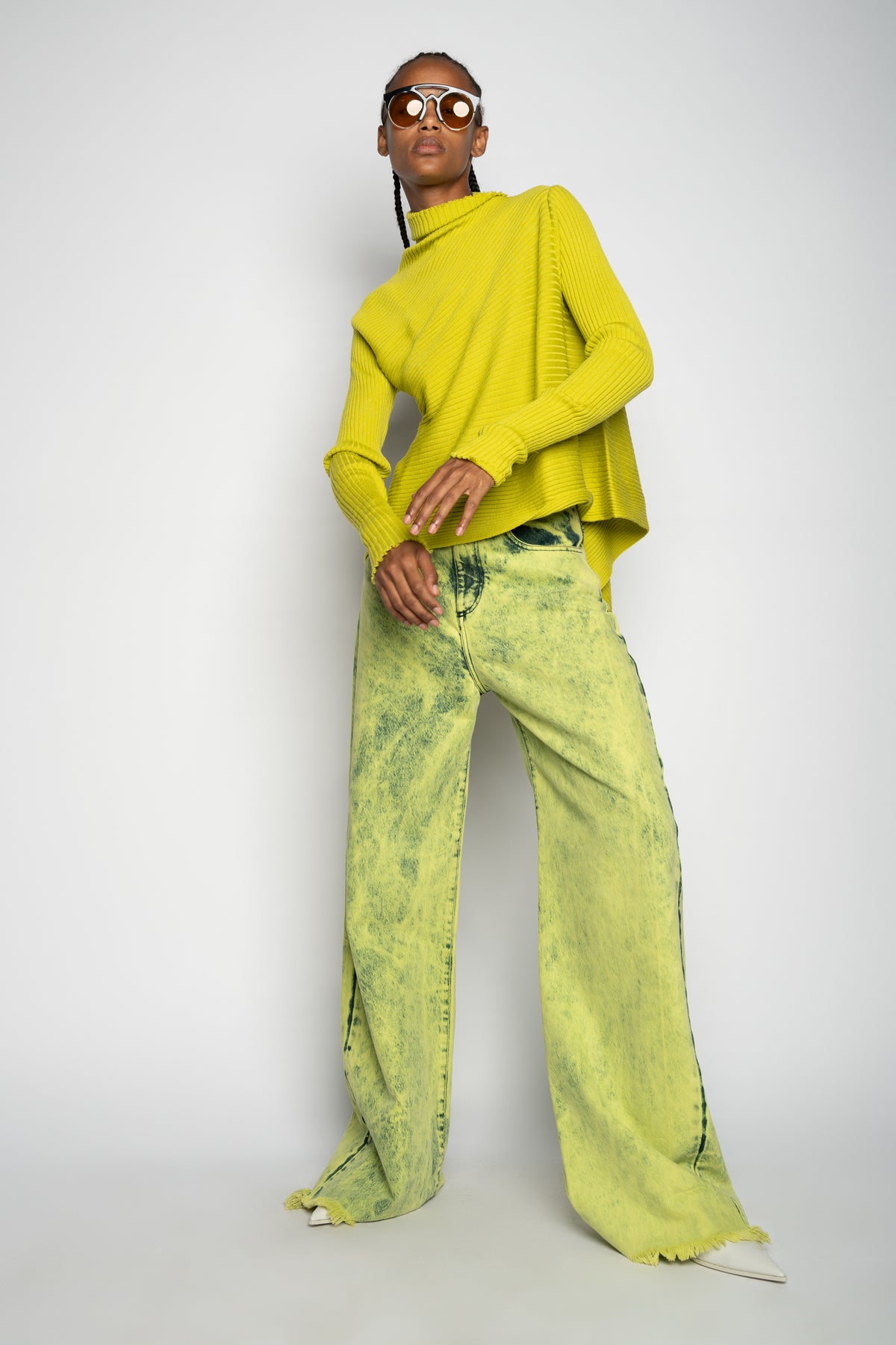 LIME MERINO DRAPED JUMPER marques almeida