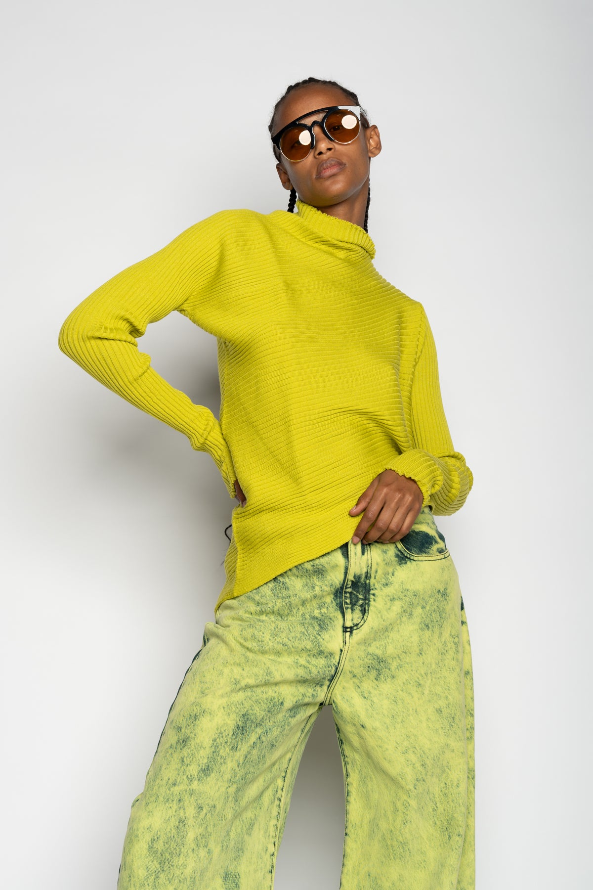 LIME MERINO DRAPED JUMPER marques almeida