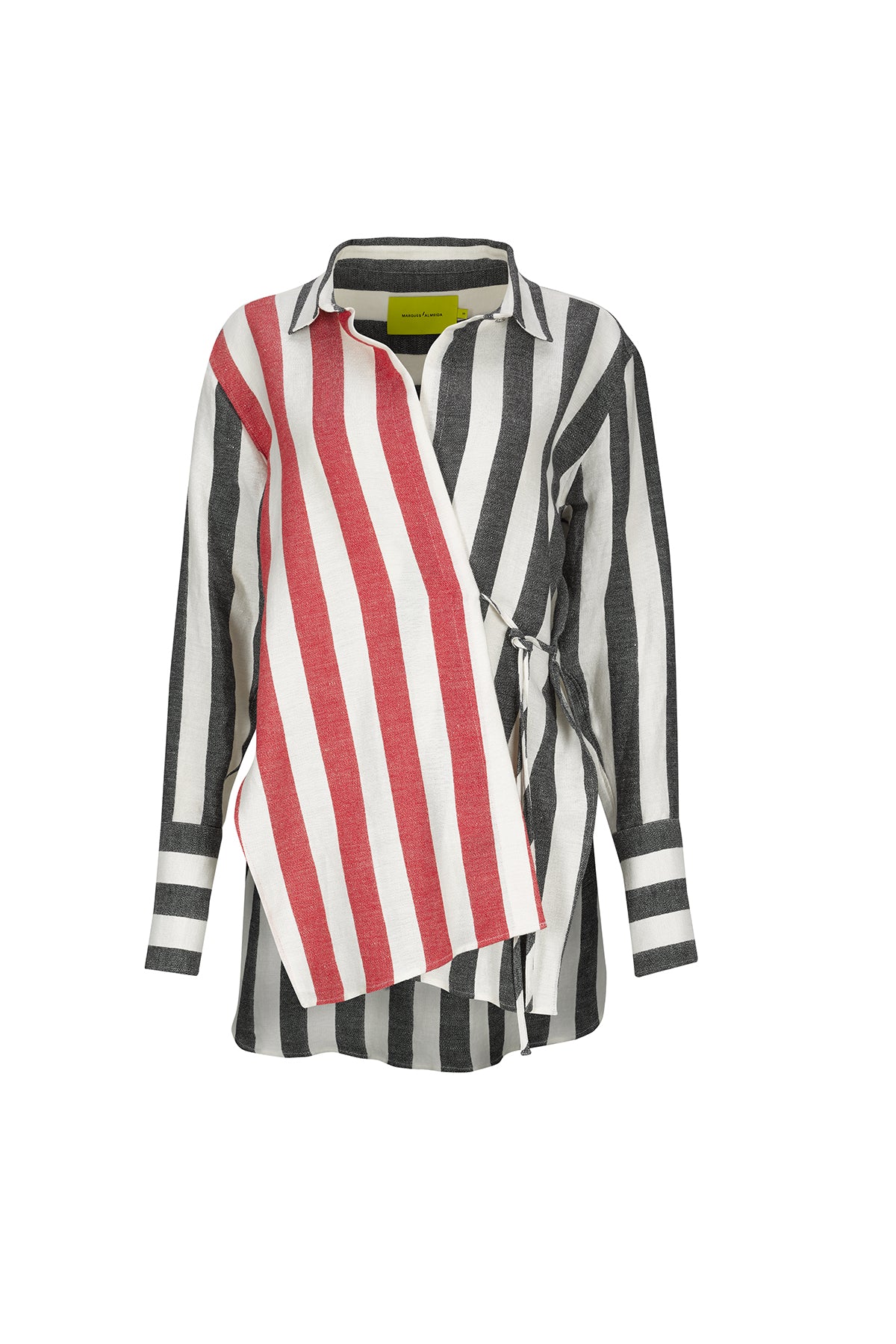 MIXED STRIPES LINEN WRAP SHIRT marques almeida