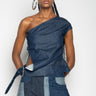 NAVY FITTED ONE SHOULDER TOP marques almeida