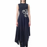NAVY PINSTRIPE SLEEVELESS DRESS WITH EMBROIDERY marques almeida