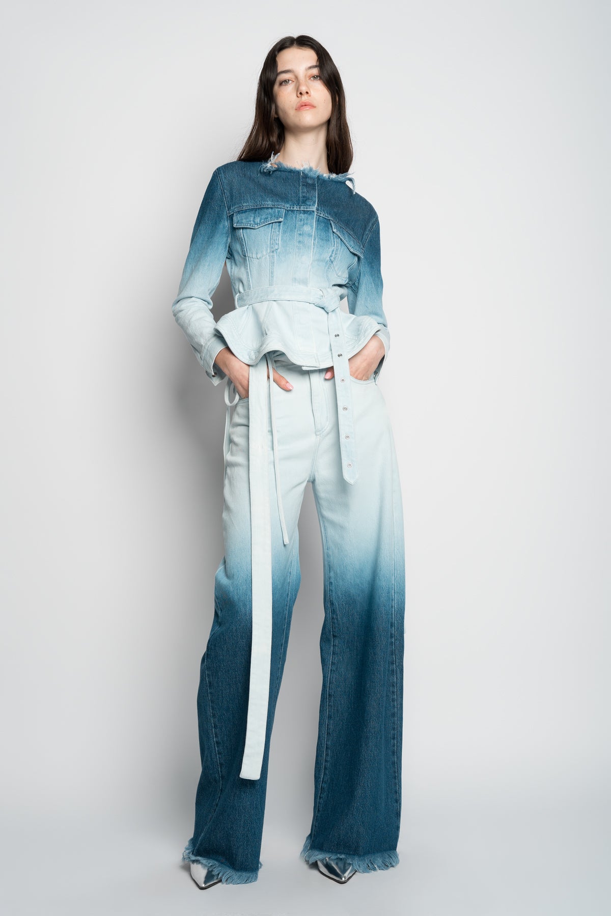 OMBRE DENIM BLUE BOYFRIEND JEANS WITH BELTS marques almeida