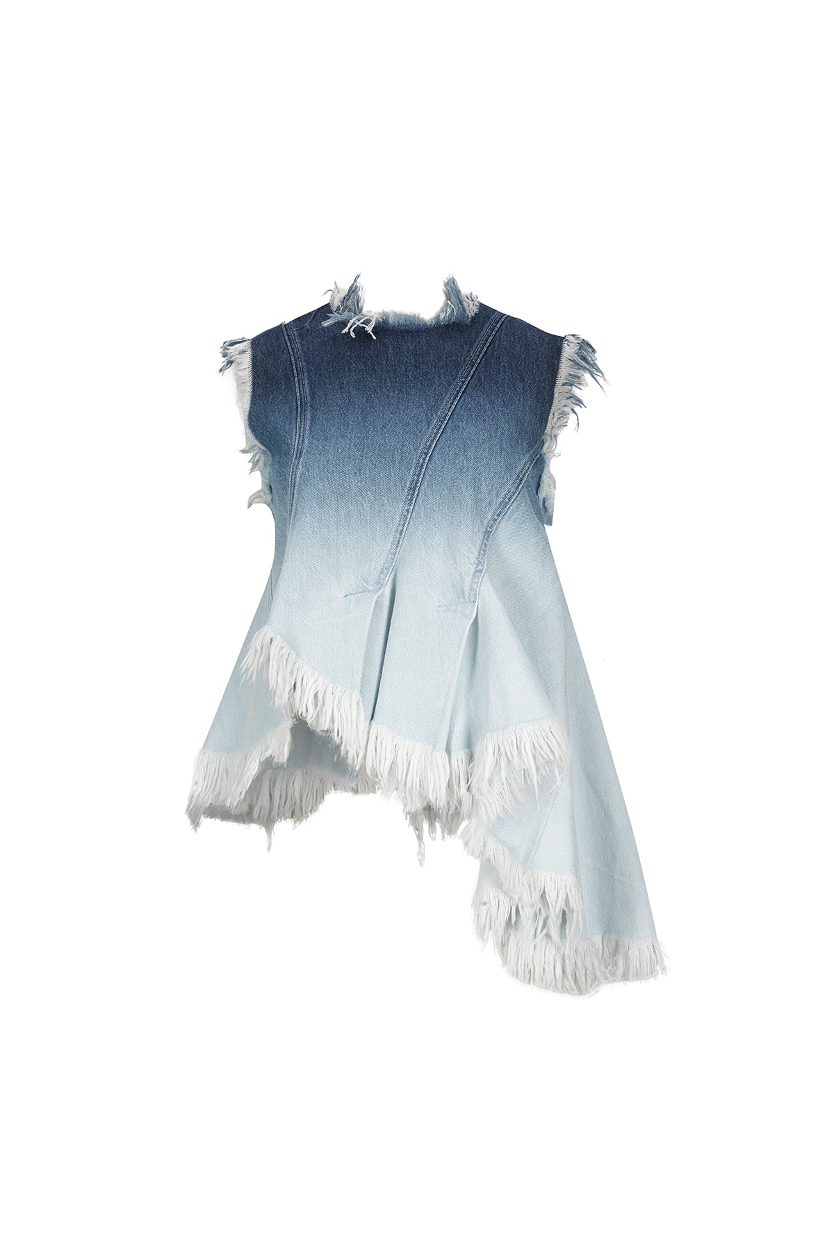 OMBRE DENIM BLUE SLEEVELESS TOP WITH ASYMMETRIC HEM marques almeida