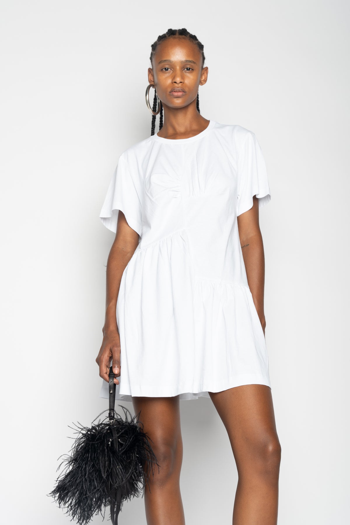 PANELLED GATHERED DRESS IN WHITE marques almeida