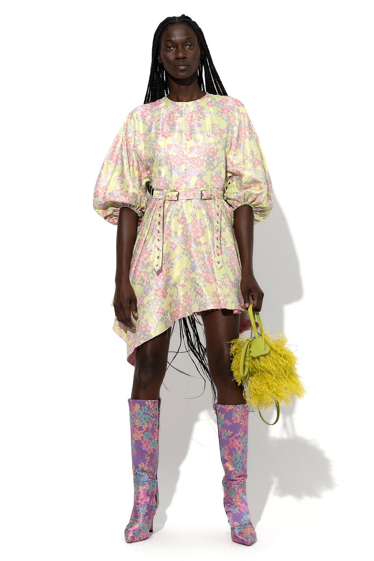 FLOWER BROCADE BALLOON SLEEVE DRESS marques almeida