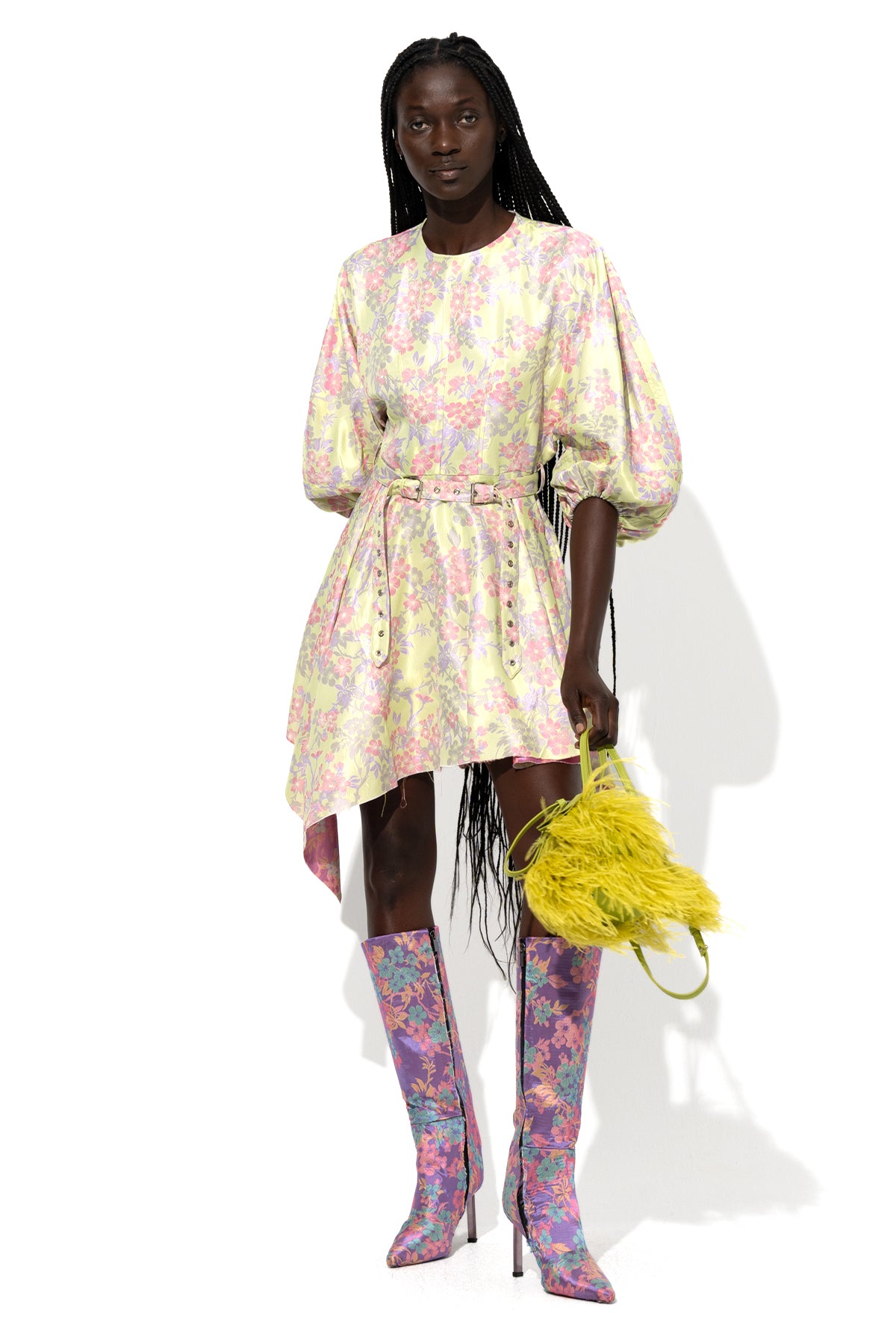 FLOWER BROCADE BALLOON SLEEVE DRESS marques almeida