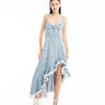 LIGHT BLUE DENIM DRESS WITH ASYMMETRIC PEPLUM HEM marques  almeida