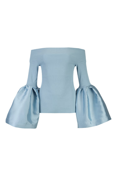 LIGHT BLUE OFF SHOULDER PUFF SLEEVE TOP marques almeida