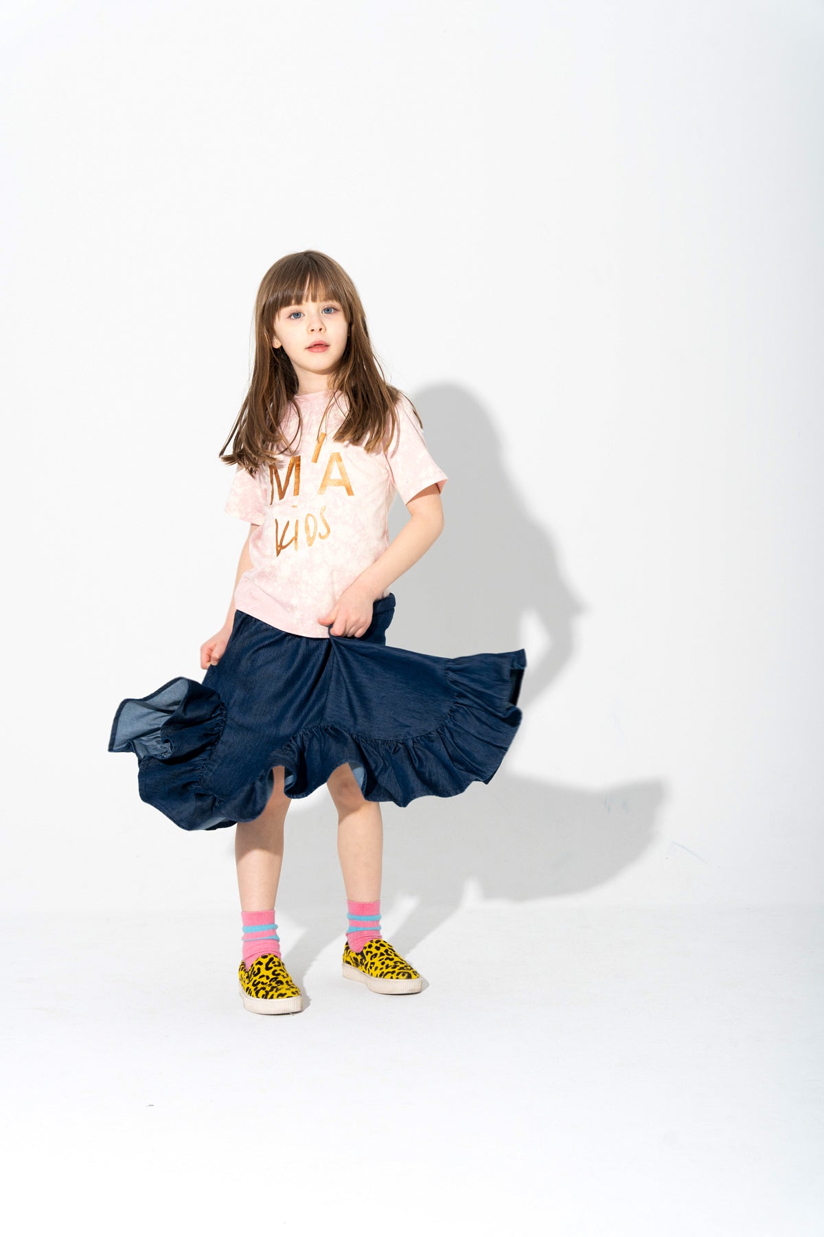 PINK AND BEIGE SPLATTERED LOGO T-SHIRT makids