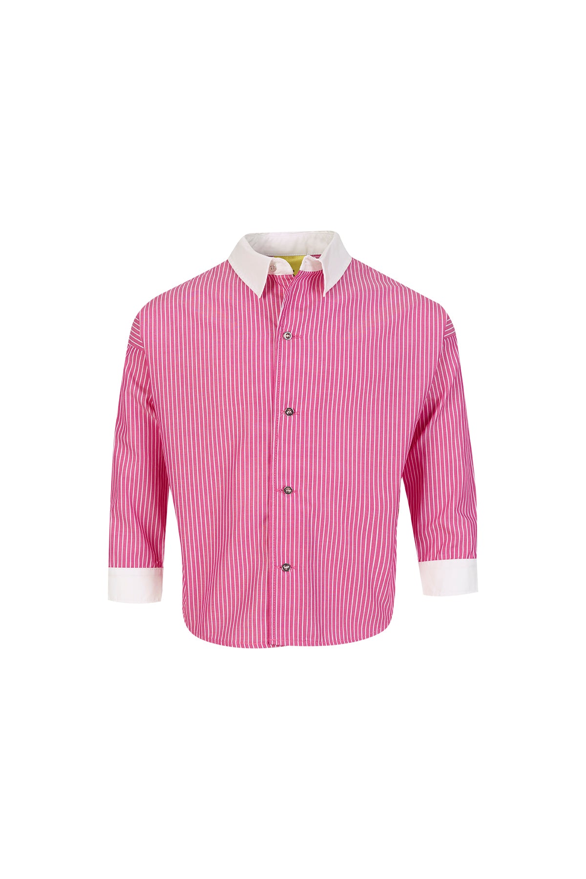 PINK AND WHITE STRIPED LOOSE SHIRT makids