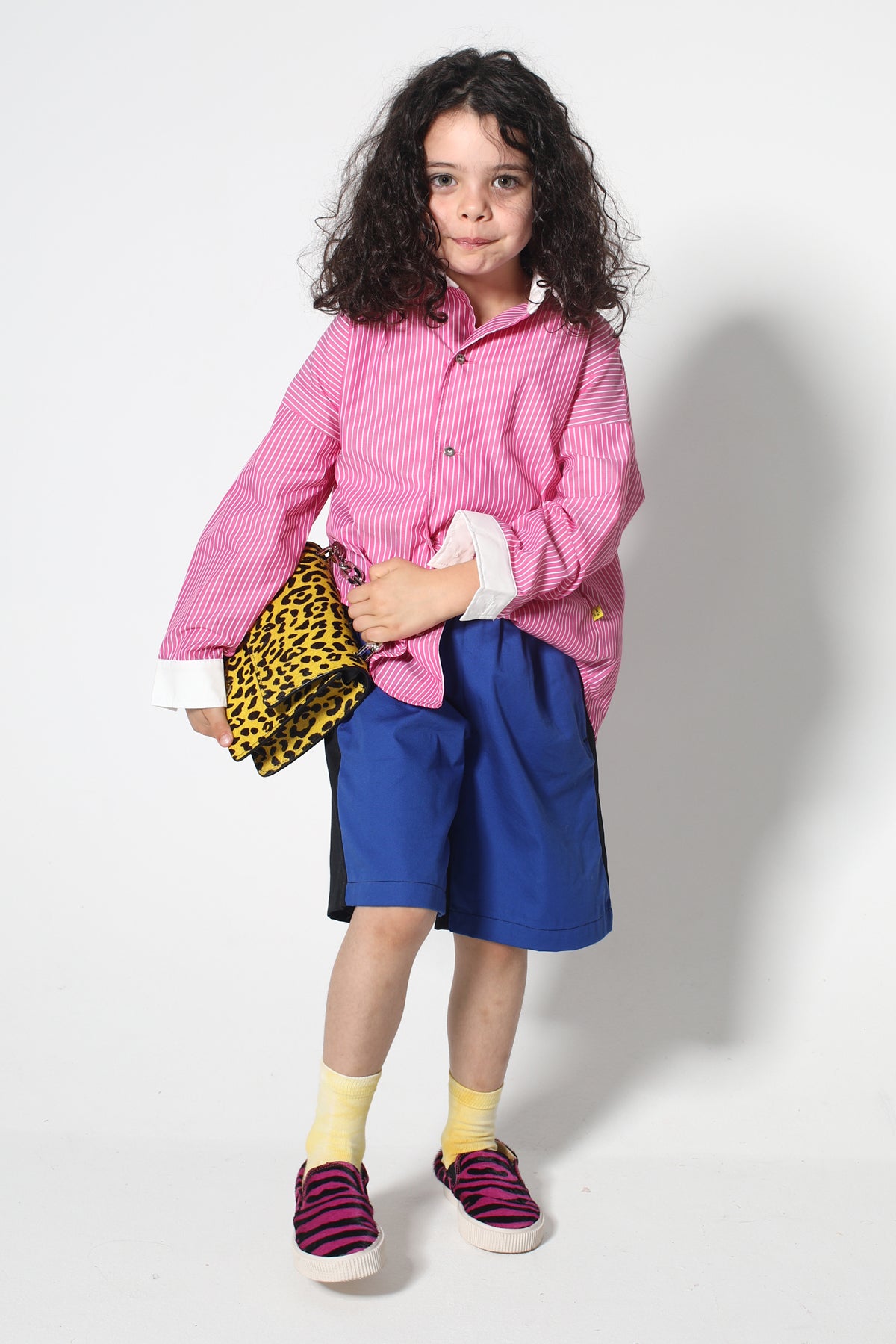 PINK AND WHITE STRIPED LOOSE SHIRT makids