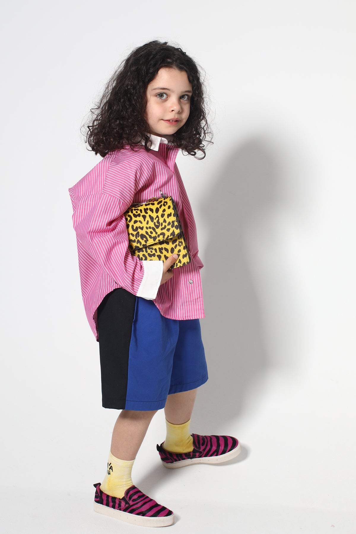 PINK AND WHITE STRIPED LOOSE SHIRT makids