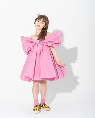 PINK BOW TAFFETA DRESS makids