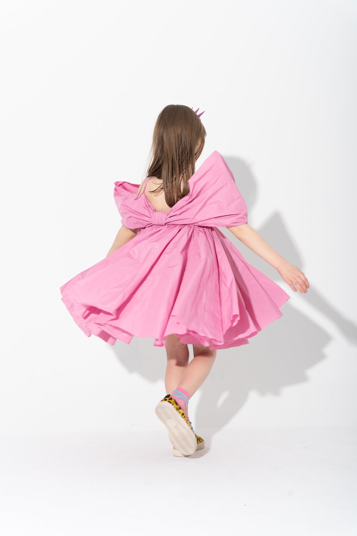 PINK BOW TAFFETA DRESS makids