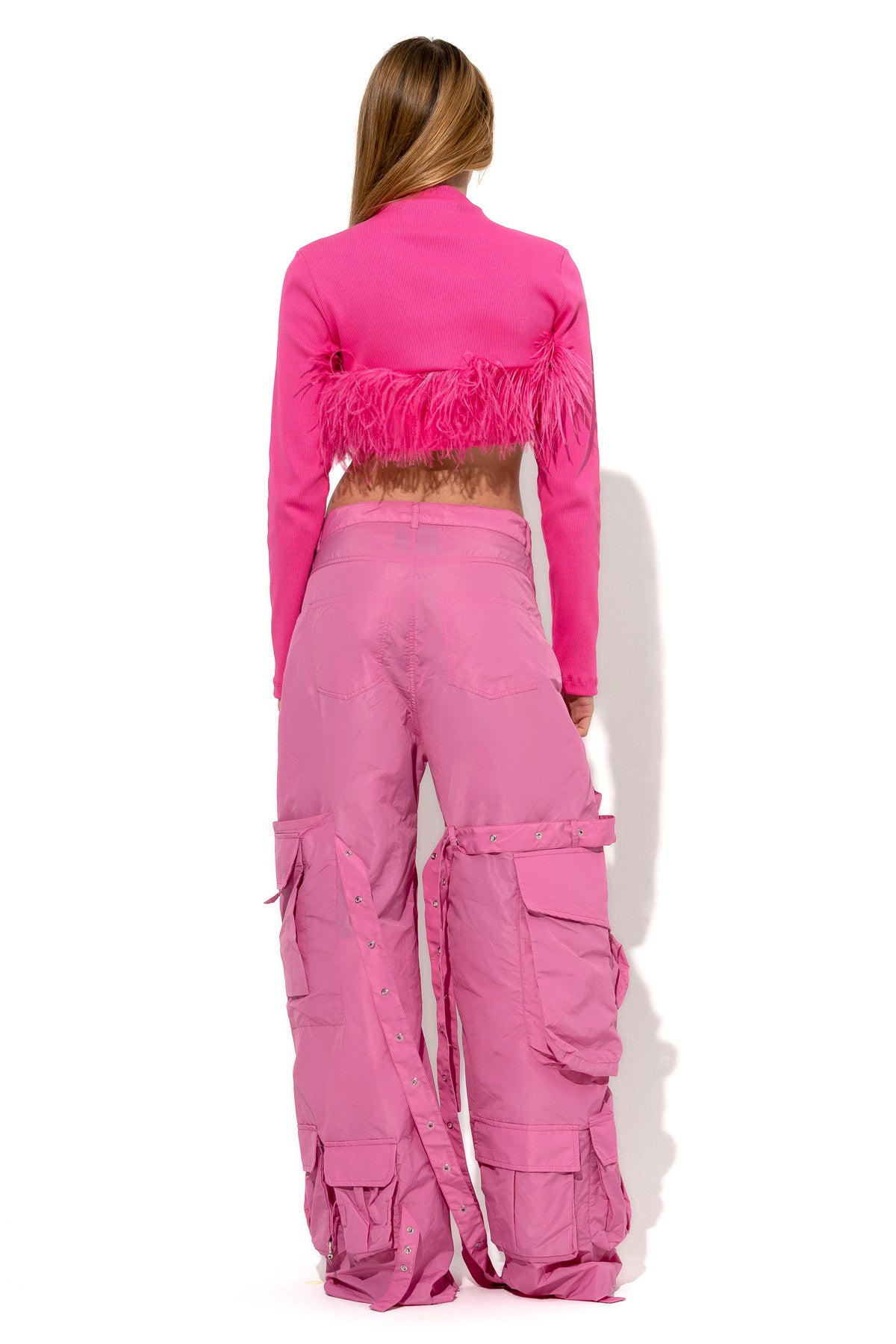 PINK CROPPED FEATHER TOP marques almeida