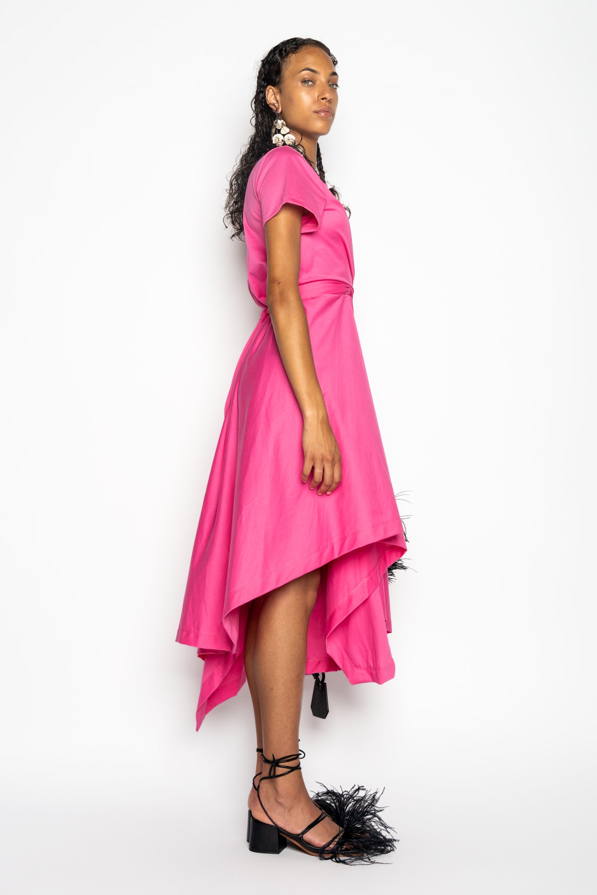 PINK CROSS WAIST DRAPE T-SHIRT DRESS marques almeida