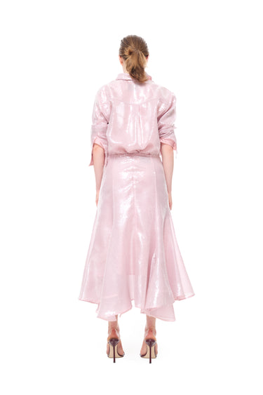 PINK DOUBLE LAYERED MIDI FLOUNCE SKIRT marques almeida
