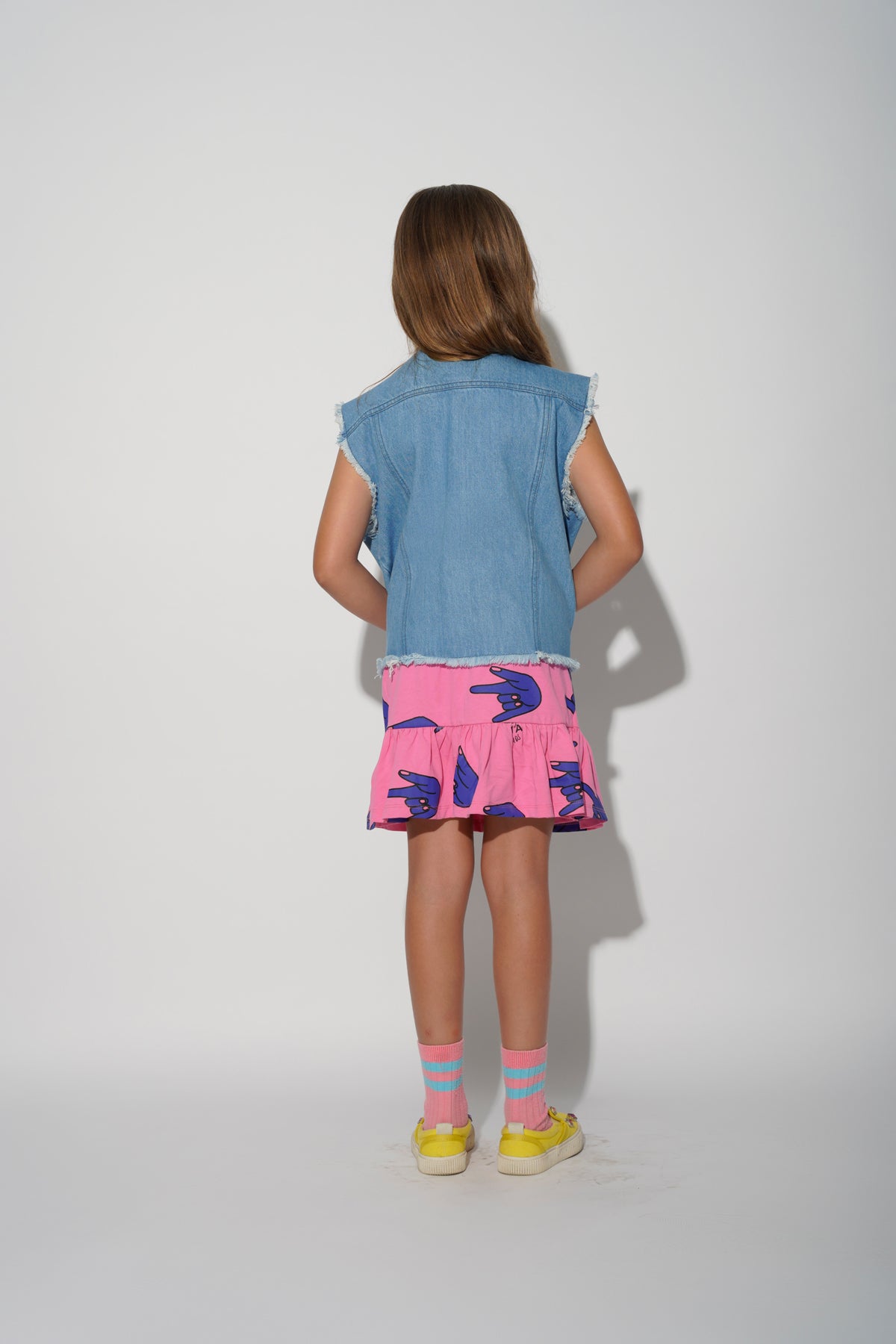 PINK HANDS PRINT SKIRT WITH OVERLAP LAYER MA KIDS
