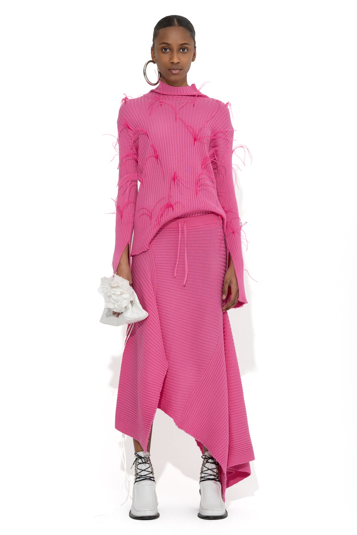PINK MERINO FITTED FEATHER TURTLENECK marques almeida