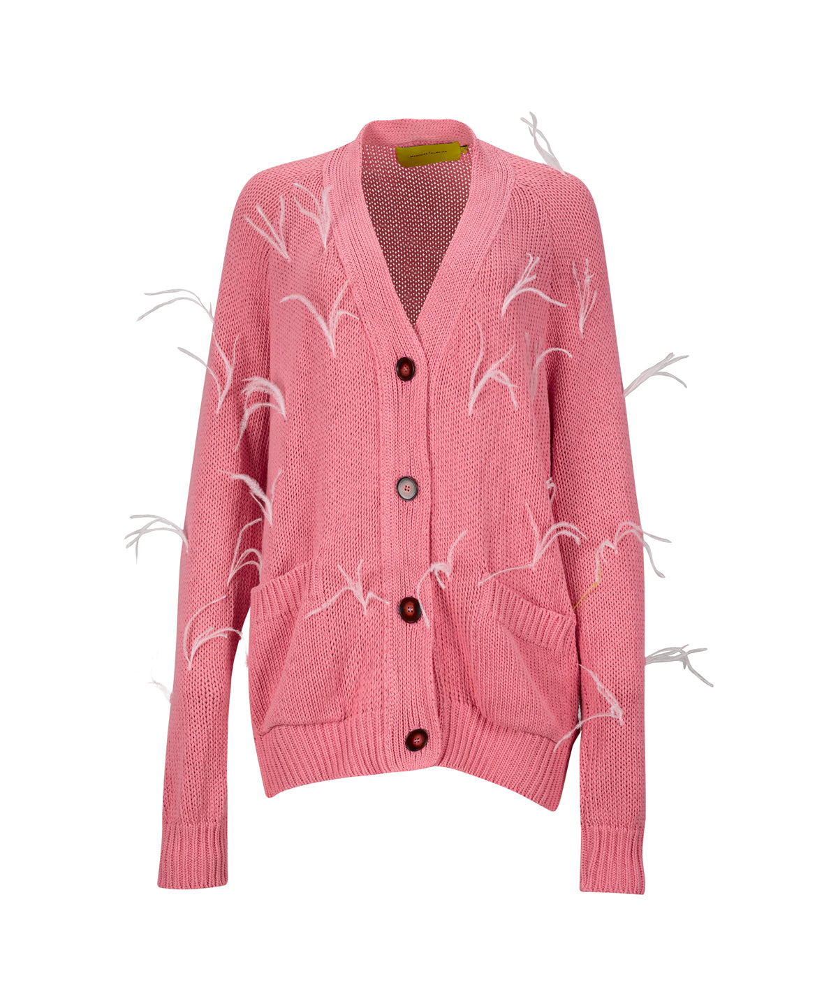 PINK OVERSIZED CARDIGAN WITH FEATHERS PULLS marques almeida