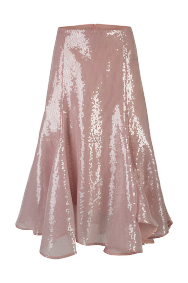 PINK DOUBLE LAYERED MIDI FLOUNCE SKIRT marques almeida