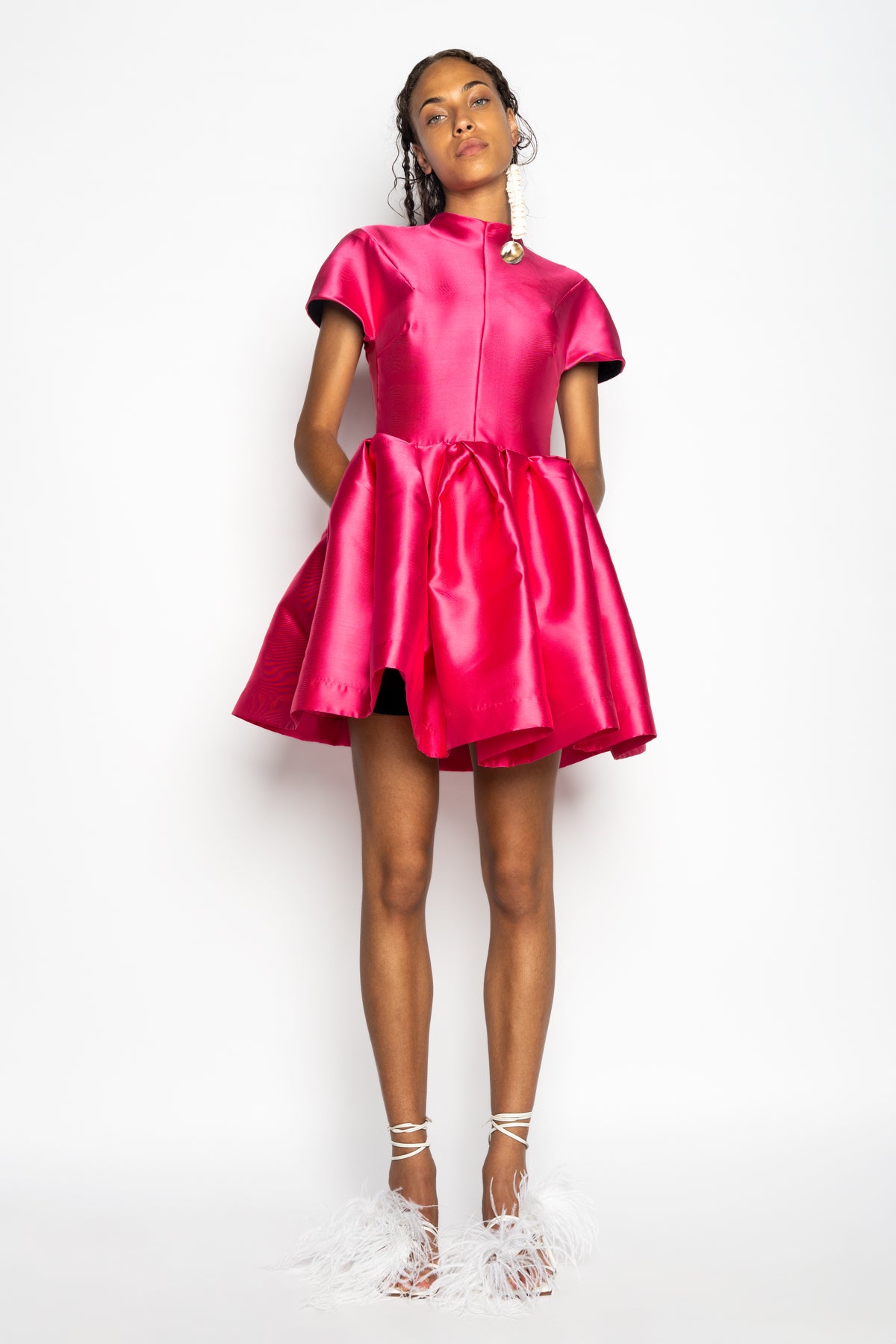 PINK SHORT SLEEVE PUFF SKIRT DRESS marques almeida