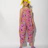 PINK SQUIGGLE PRINT BALLOON JUMPSUIT makids