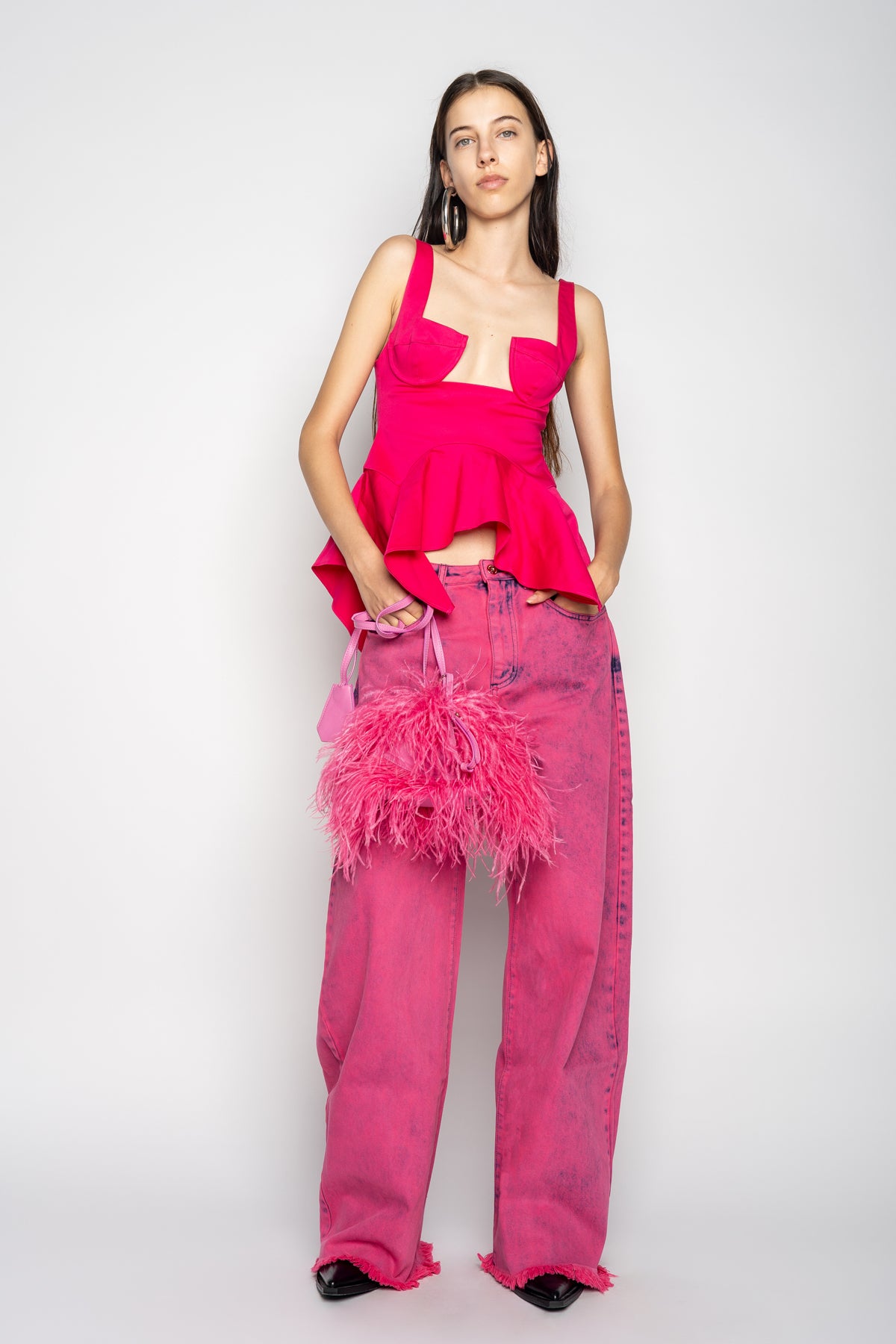 PINK STRAP CORSET WITH WAIST FLOUNCE marques almeida