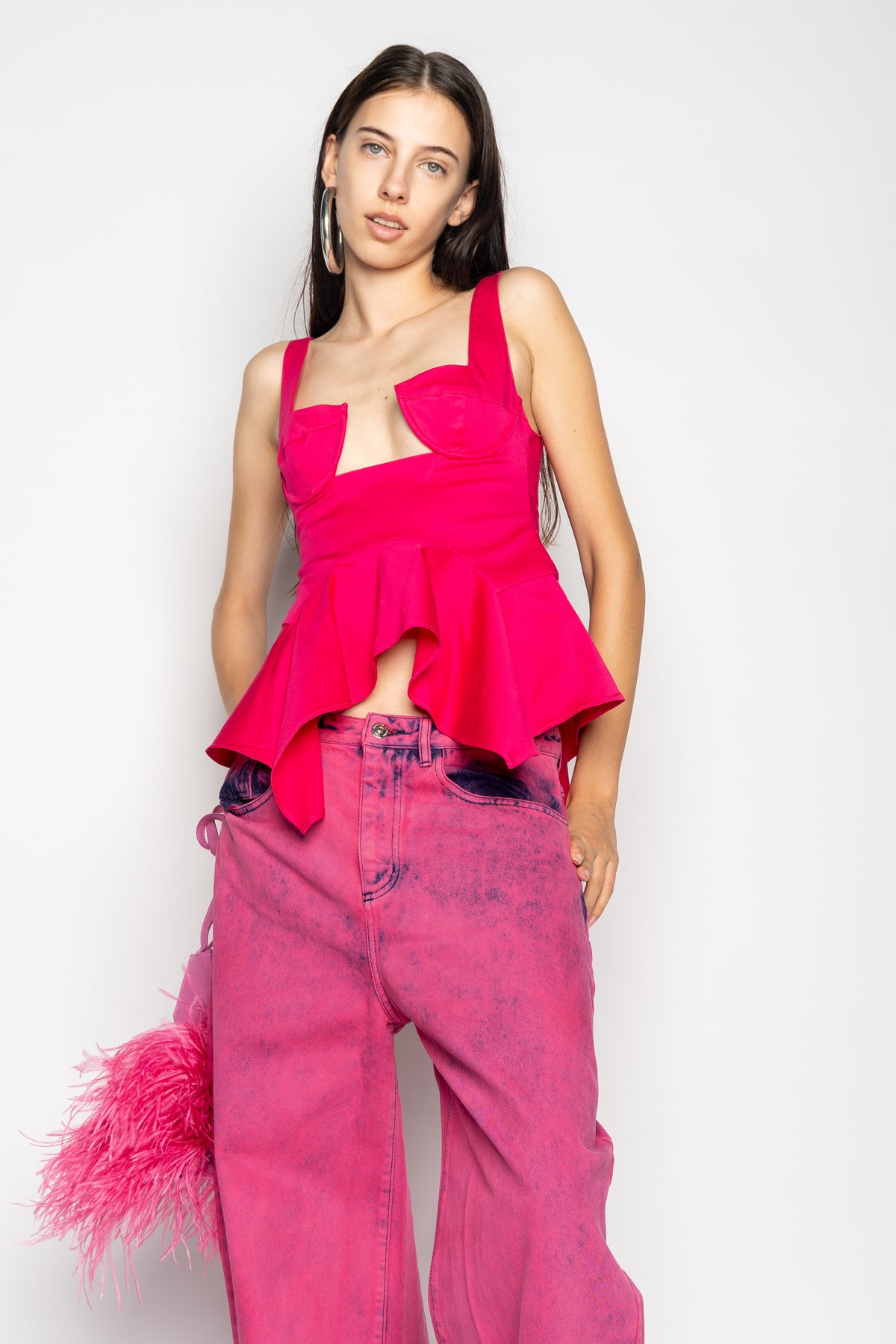 PINK STRAP CORSET WITH WAIST FLOUNCE marques almeida