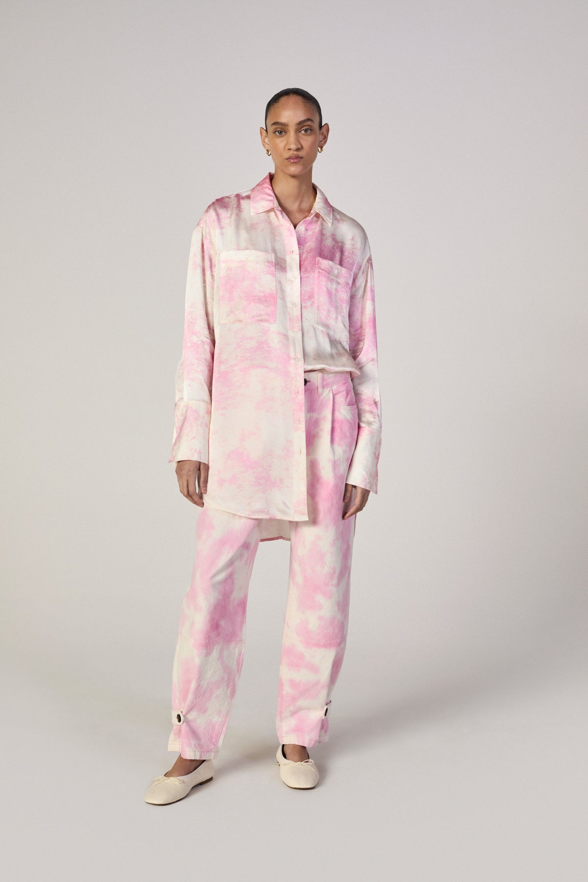 PINK TIE-DYE CUFFED TROUSERS marques almeida everlane