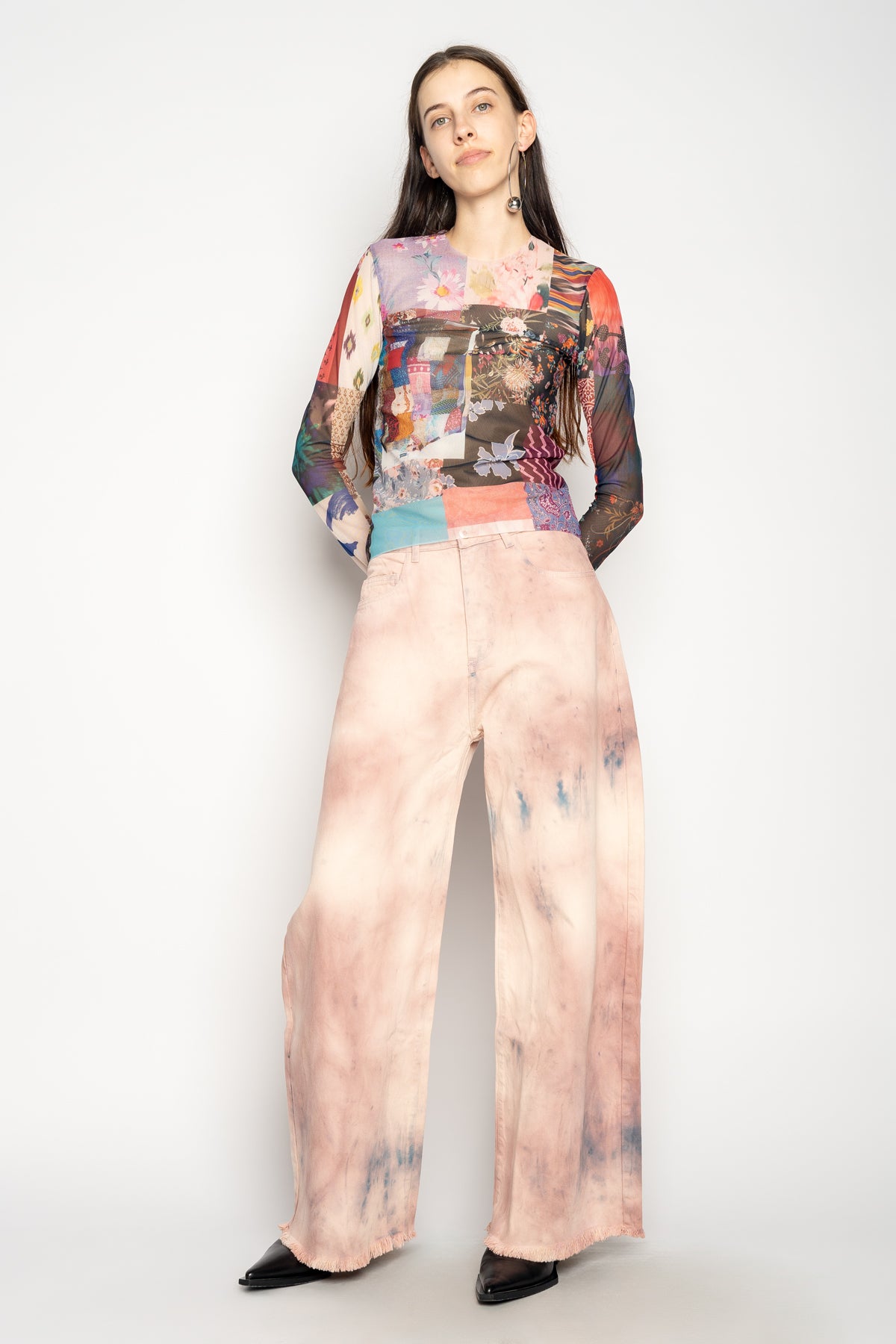 PINK TIE DYE BOYFRIEND TROUSERS marques almeida