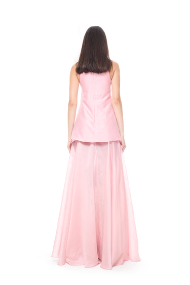 PINK WATERCOLOUR FLOWER HALTER NECK LONG DRESS MARQUES ALMEIDA