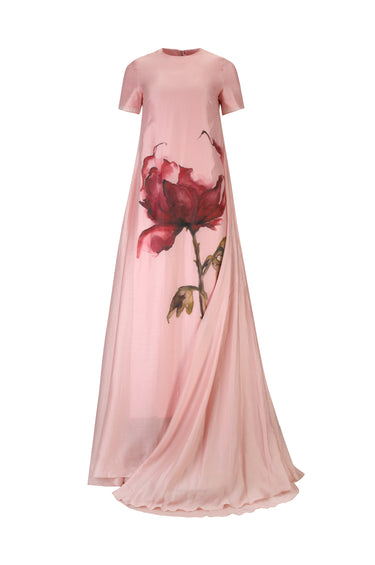 PINK WATERCOLOUR LONG FLOWY DRESS MARQUES ALEIDA