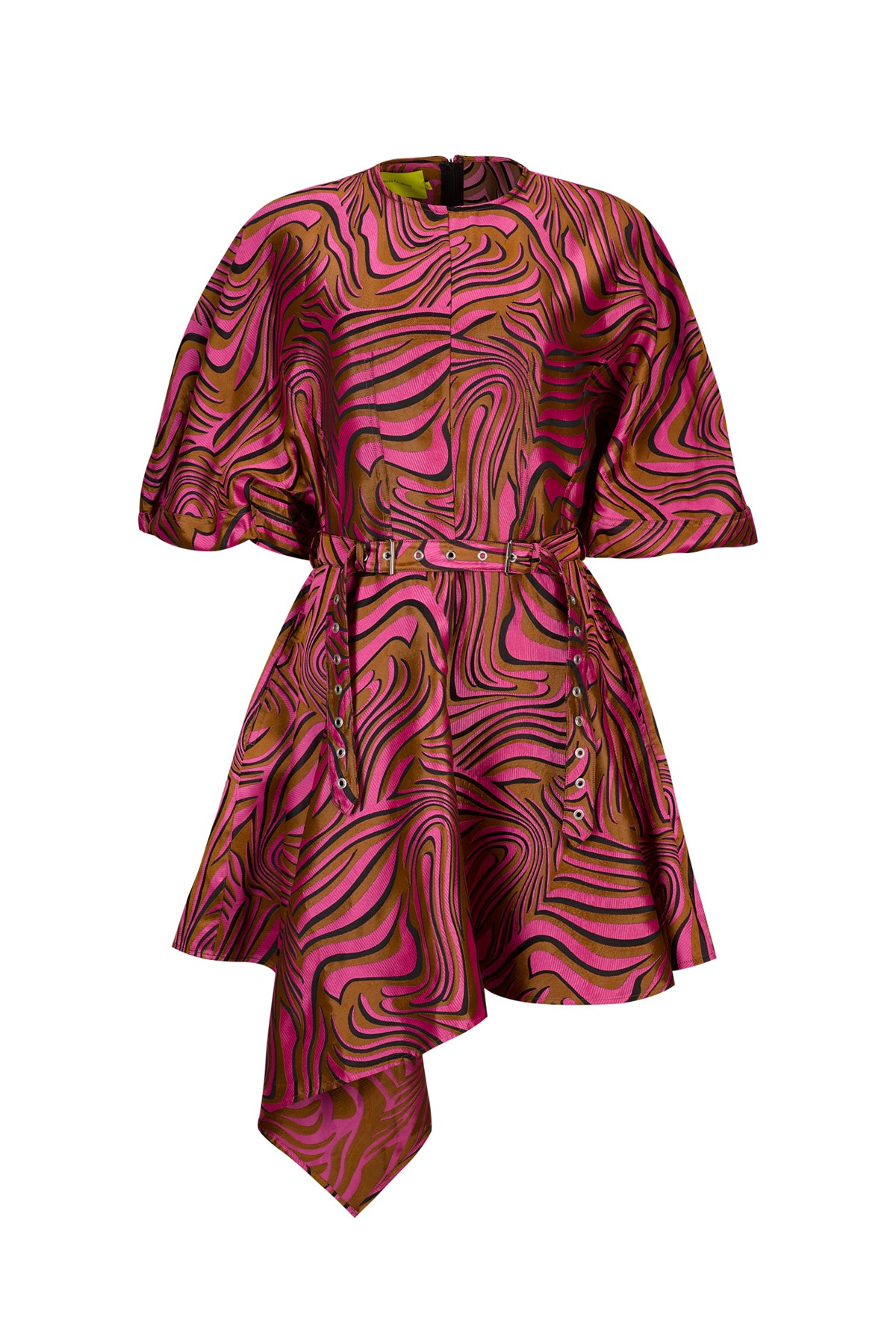 PINK ZEBRA BROCADE BALLOON SLEEVE DRESS marques almeida