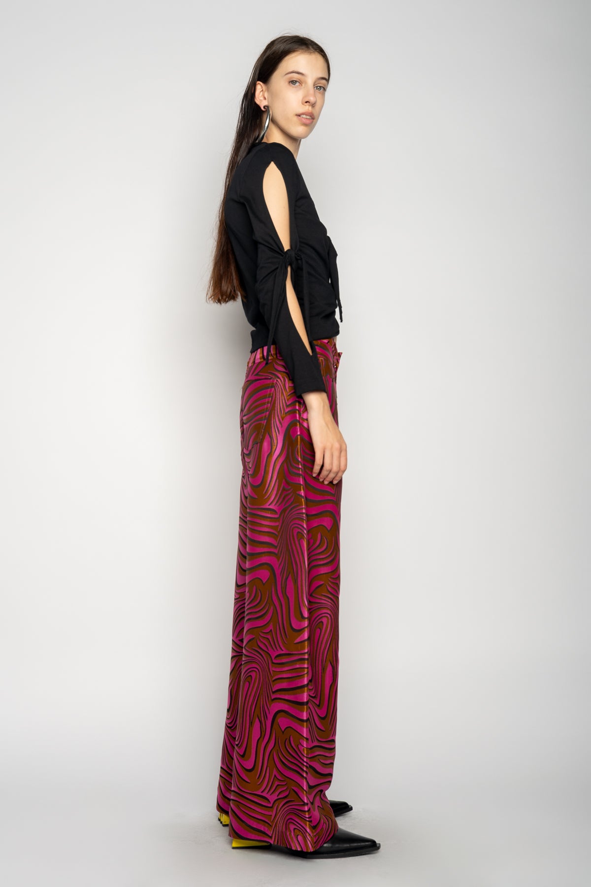 PINK ZEBRA BROCADE BOYFRIEND TROUSERS MARQUES ALMEIDA